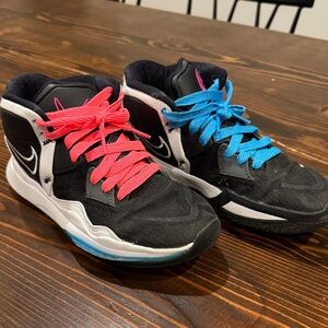 Nike Black and White Sneakers with Pink and Blue Laces